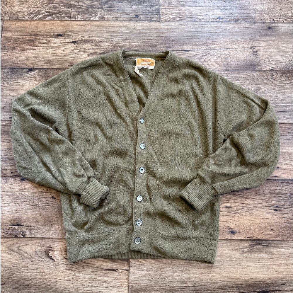 Vintage 60s Green Jantzen Together Knits Button Up Cardigan Sweater